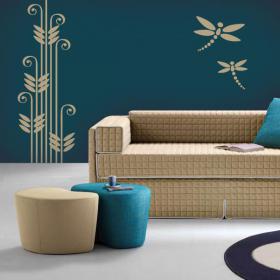 Libellule e fiori decorativi vinile
