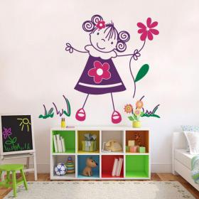 Ragazza di vinile decorativi bambini con fiori