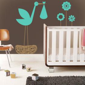 Vinile decorativo bambini cicogna