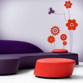 Vinile decorativo fiori e farfalla