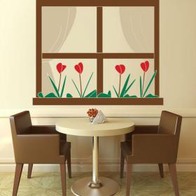 Finestra del vinile decorativo con fiori