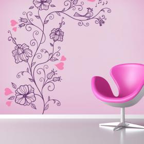 Vinile e romantici fiori, adesivi