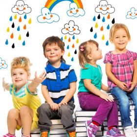 Bambini vinile nuvole e pioggia di colori