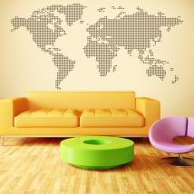 Mappa del mondo di vinile decorativo punti cerchi
