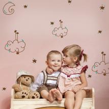 Nuvole di vinile bambini luna stelle e punti di colori