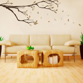 Filiale di vinile con foglie al vento