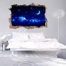Vinile parete 3D luna e stelle