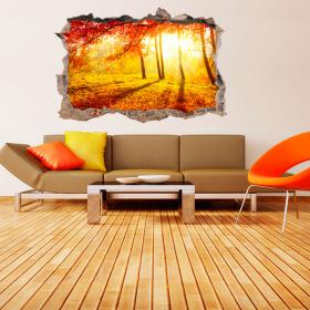 Autunno di alberi di vinile 3D foro parete