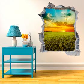 Vinyl tramonto 3D parete nel campo