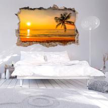 Parete 3D vinile rotto al tramonto sul mare