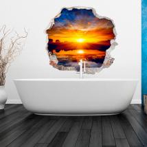 3D raggi del sole nel vinile mare