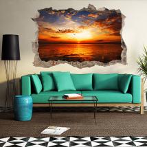 Tramonto di vinile 3D foro parete