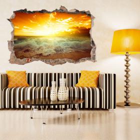 Vinile 3D raggi di sole sulla spiaggia