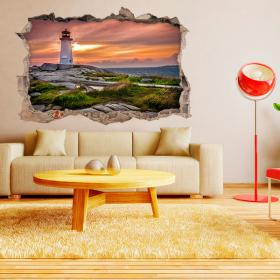 Faro e mare 3D pareti in vinile