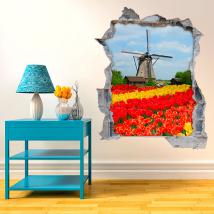 Vinile di tulipani e mulino 3D