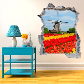 Vinile di tulipani e mulino 3D