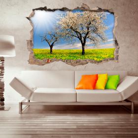 Vinile 3D alberi e fiori gialli