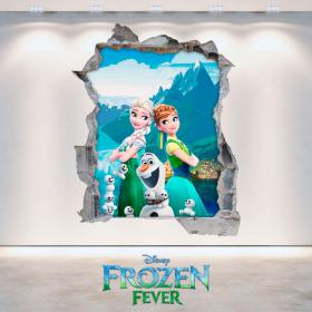 Vinile Disney Anna ed Elsa Frozen buco muro 3D