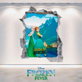 Parete del foro vinile 3D Disney Frozen Elsa & Anna