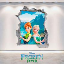 Murale in vinile Disney Frozen Elsa e Anna foro 3D