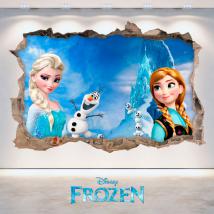 Vinile 3D Disney Frozen Elsa e Anna foro parete