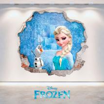 Murale in vinile Disney Frozen Elsa e Olaf foro 3D