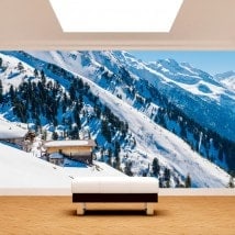 Foto muro murales montagne di neve
