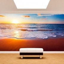 Tramonto di murales muro foto sulla spiaggia