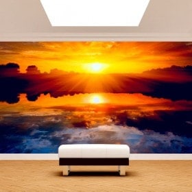 Fotomural sole tramonto mare