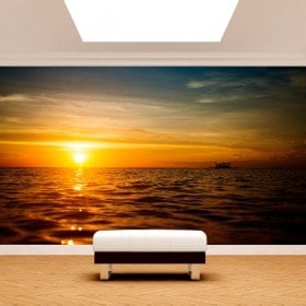 Tramonto di murales muro foto sul mare