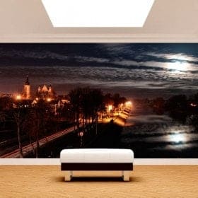 Citt&agrave; di murales parete di foto di notte