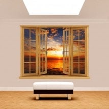 Mare di sole tramonto 3D finestra