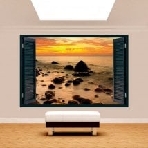 Tramonto 3D finestra nel mare Baltico