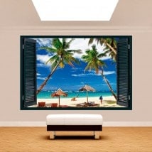 Alberi di Palma 3D finestra sulla spiaggia