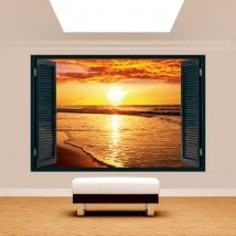 Tramonto 3D finestra sulla spiaggia