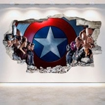 Parete in vinile Capitan America rotto 3D