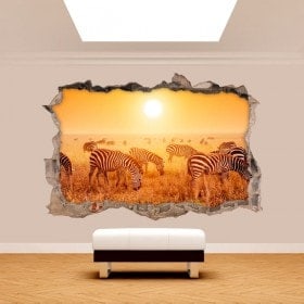 Parete in vinile rotto 3D zebre Africa