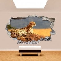 Vinile di parete 3D Leopardo Africa rotto