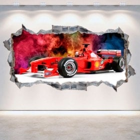 Parete di vinile 3D Formula 1 foro