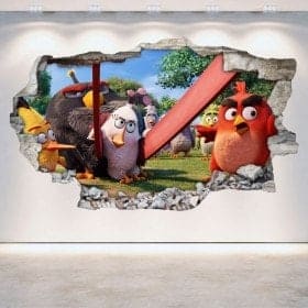 Vinile decorativo Angry Birds muro rotto 3D
