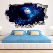 Muro di terra pianeta 3D vinile rotto