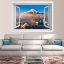 Windows 3D cigni lago Kawaguchi mt. Fuji