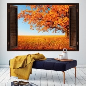 Autunno di finestra dell'albero 3D
