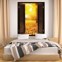 In autunno gli alberi 3D finestra