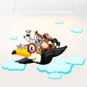 In vinile per bambini animali tra le nuvole