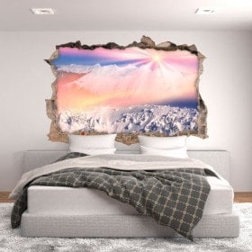 Montagne ricoperte di neve e sole 3D vinile