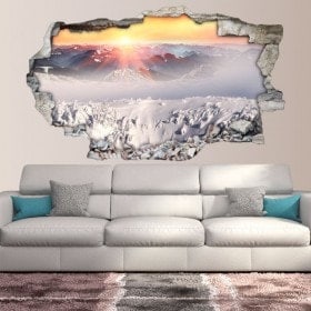 Montagne ricoperte neve tramonto 3D vinile