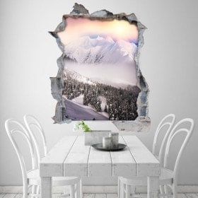 Vinile 3D montagne neve tramonto