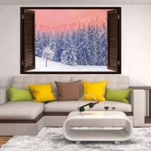 Windows vinile 3D neve in montagna