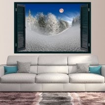 Vinile Windows Moon tra le montagne innevate